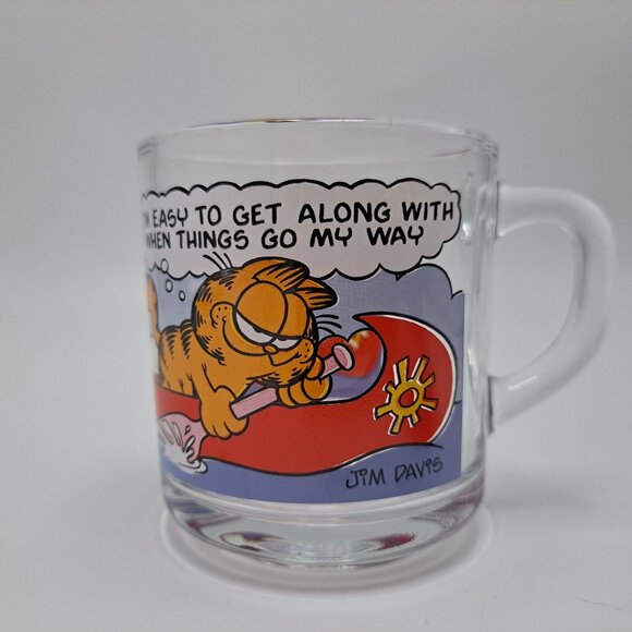 McDonalds Garfield Glass Mug Coffee Cup 1978 Cartoon By Jim Davis Cat Design - Picture 10 of 13